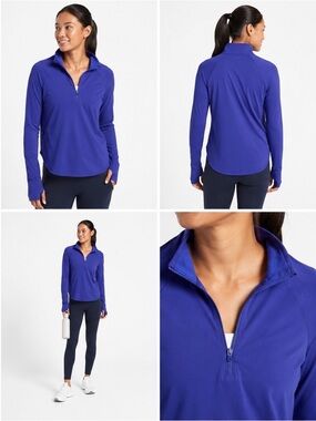 Athleta Deep Blue/Violet Quarter‑Zip Performance Pullover